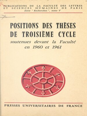 cover image of Positions des thèses de 3e cycle soutenues devant la Faculté en 1960-1961